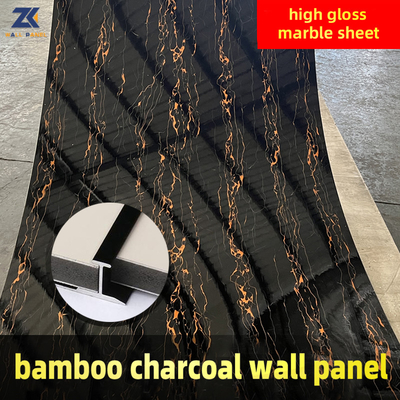 Calidad El panel de pared de bambú del carbón de leña del alto mármol del lustre del ANIMAL DOMÉSTICO de las ventas directas 1.22*2.44 M de la fábrica Fabricación